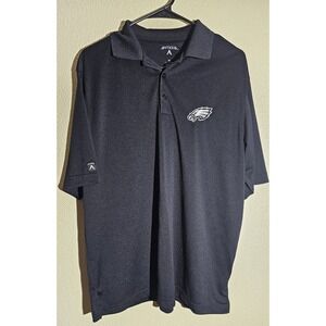 Antigua Black Mens Sz M Polo‎ Shirt Philadelphia Eagles Emblem Embroidered
